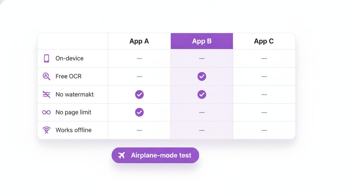 Comparing the best document scanner app choices on privacy, OCR and watermarks