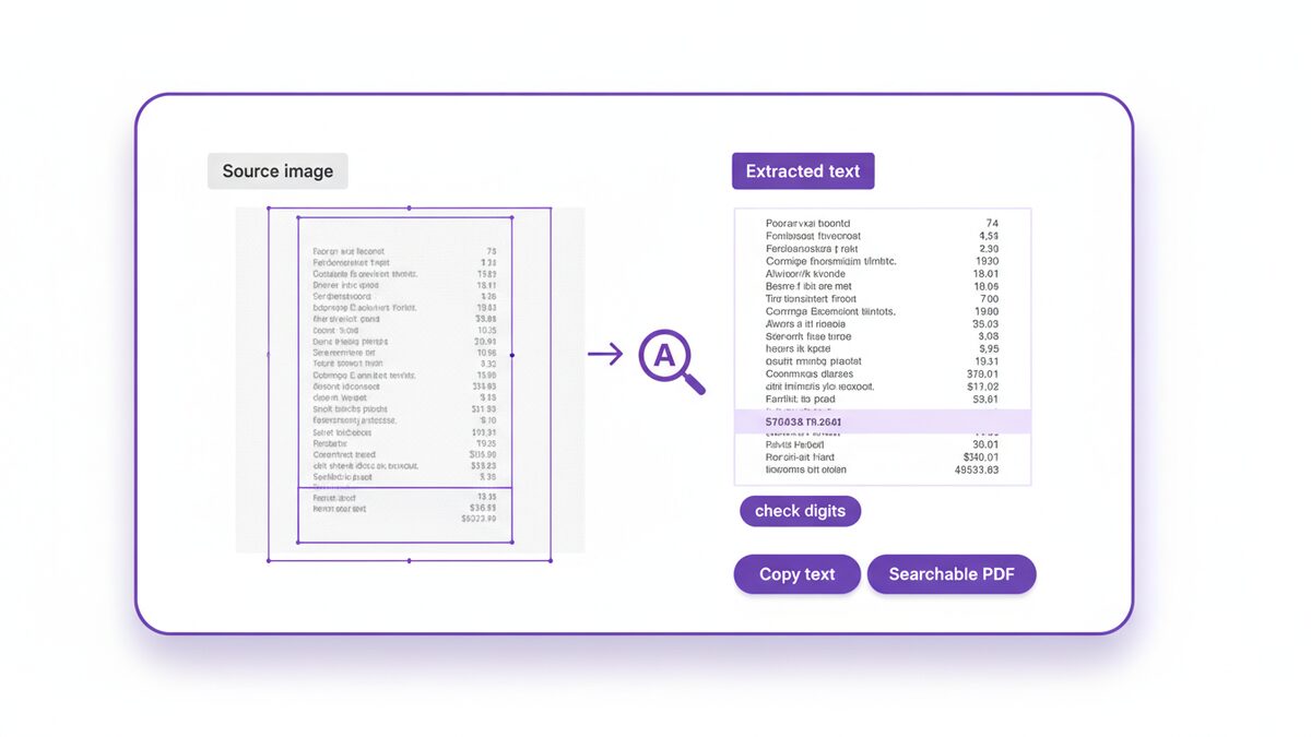 Recognised words highlighted as OCR runs to extract text from image files in a browser