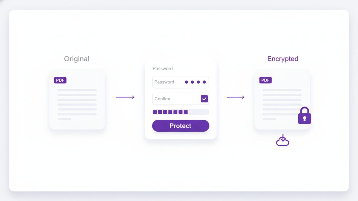 Entering and confirming a password to password protect PDF files in a free browser tool