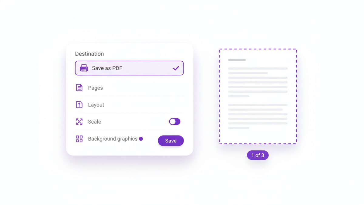 Choosing the PDF printer in the print dialogue to print to PDF from any app