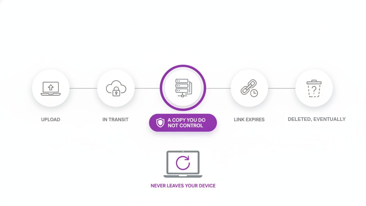 Is it safe to upload PDF online - the path a file takes to a server and back